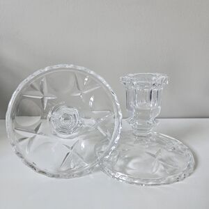 Vintage‎ Crystal Olive And Cross Single Candlestick Holders